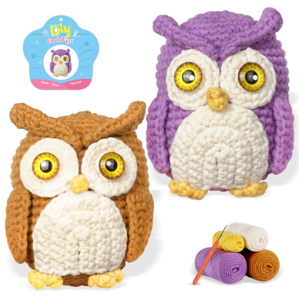 nursery decor crochet Finished purple owl crochet plush