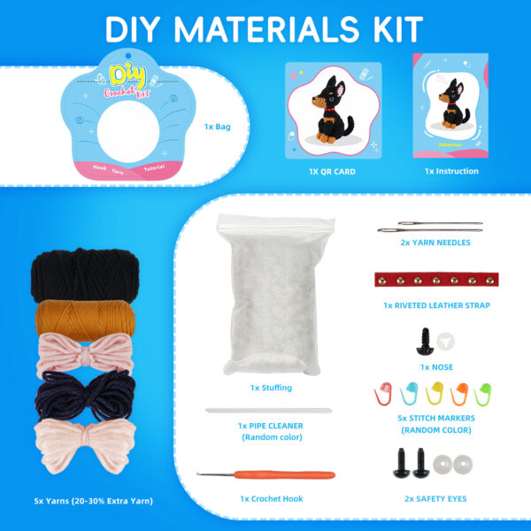 Yarn for doberman beginner crochet kit