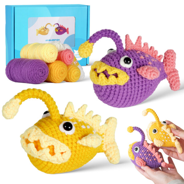 ocean animal crochet kit Finished anglerfish crochet plush