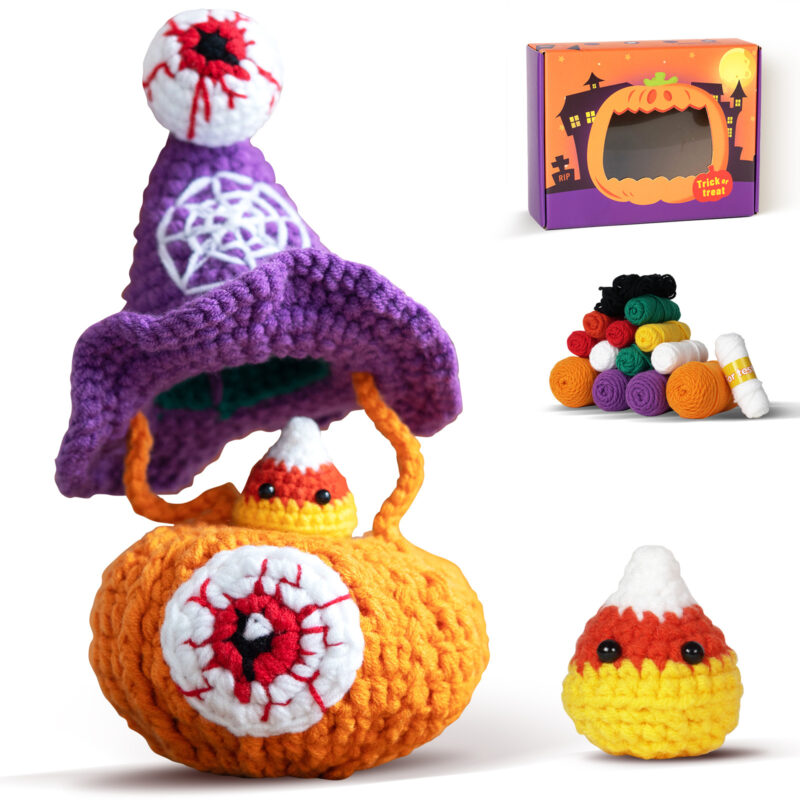 Pumpkin backpack crochet kit as handmade kids gift