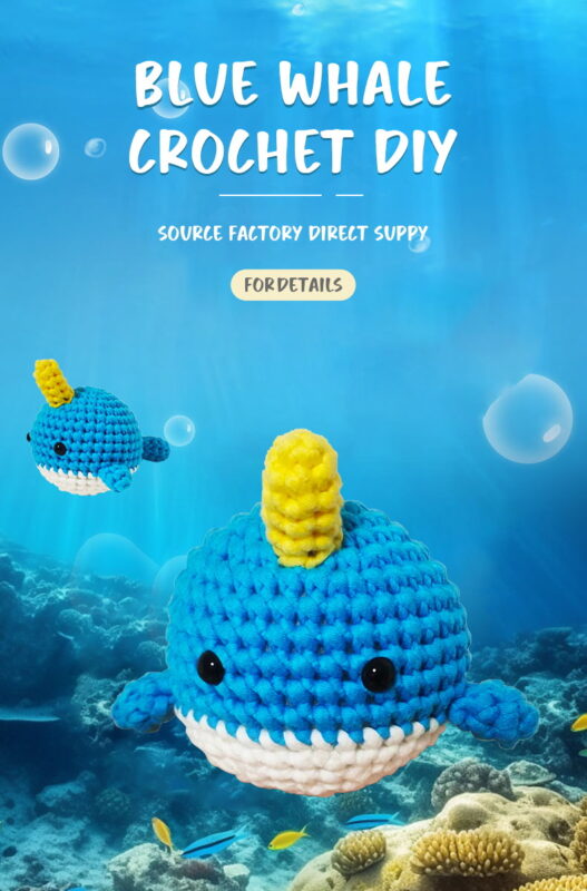 Finished huggable blue whale crochet amigurumi