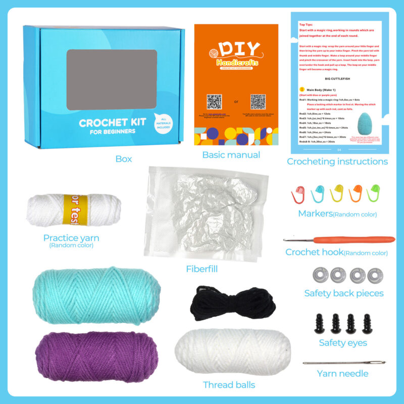 Cuttlefish crochet kit as handmade baby shower gift