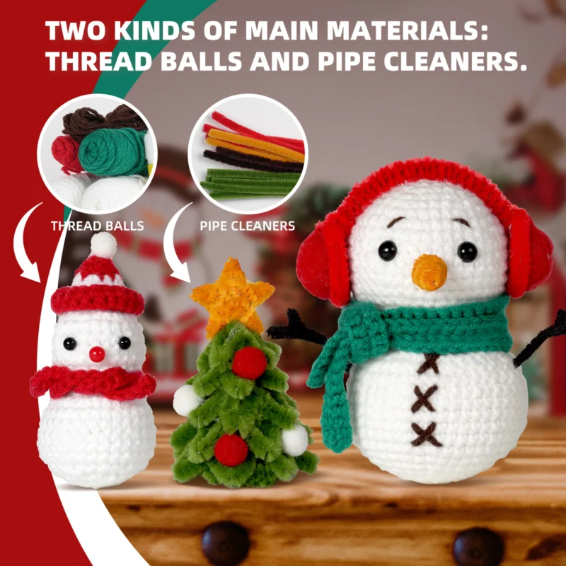 Snowman combo crochet kit for beginners full set
