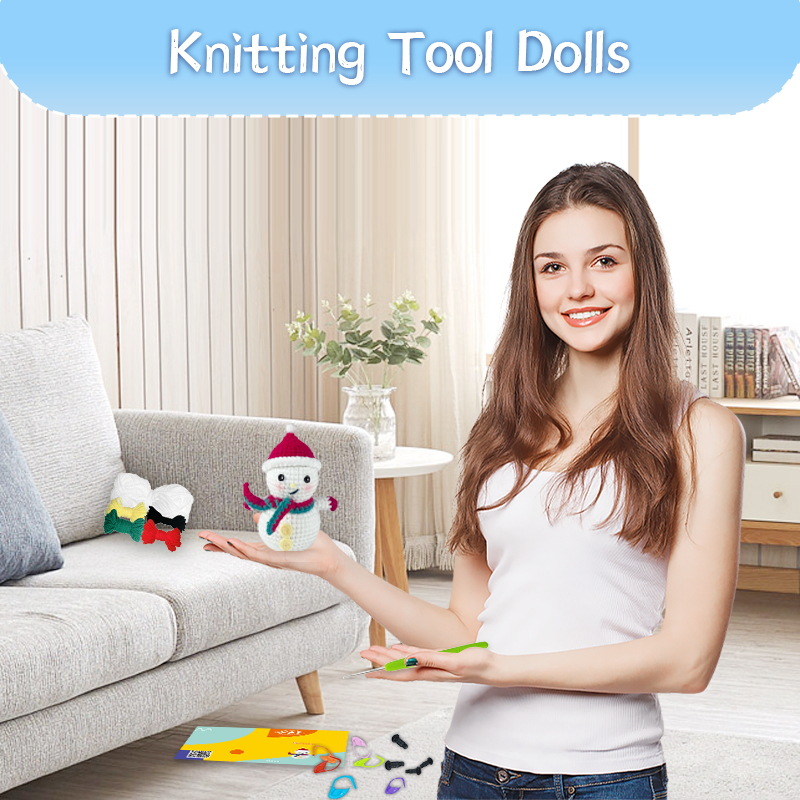 Pre-portioned yarn for christmas snowman crochet kit