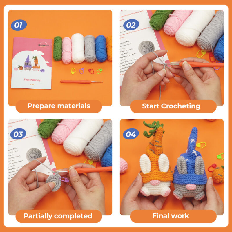 Carrot patch gnome crochet kit as handmade easter gift