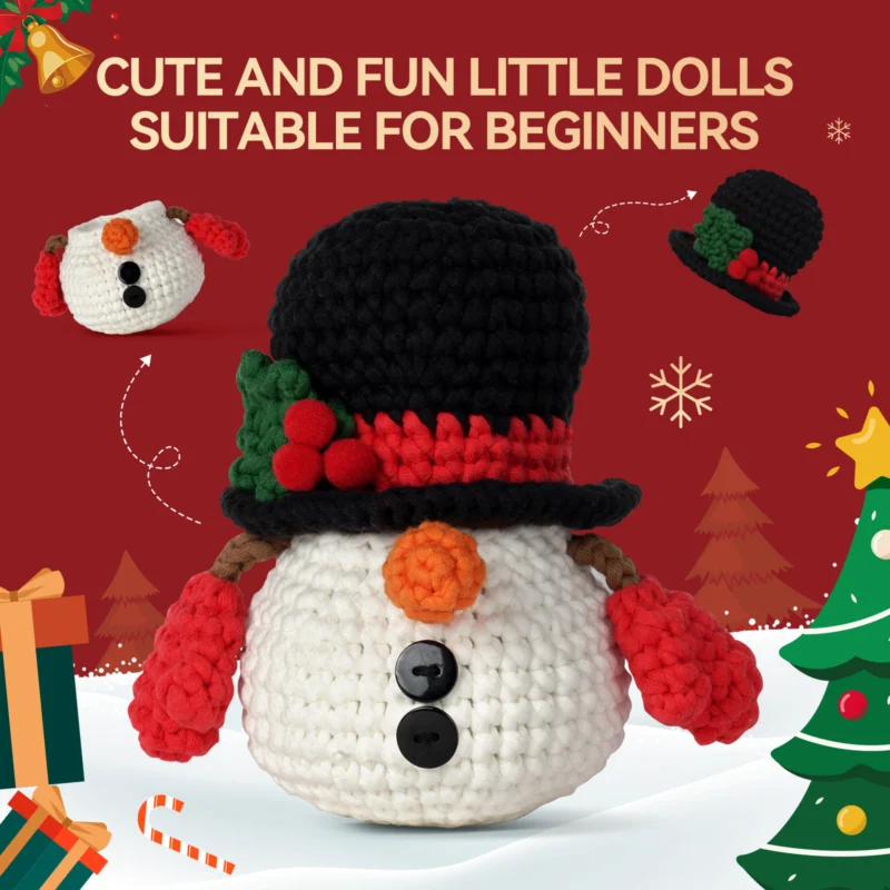 Snowman Storage Box Crochet Kit for Beginners | Hookcrafters 7 Snowman storage box crochet kit as handmade christmas gift