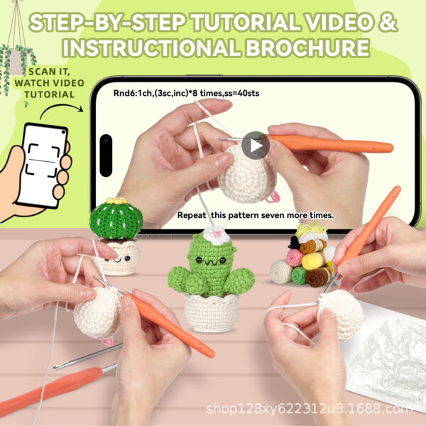 Multi succulent potted plants combo crochet kit for beginners full set