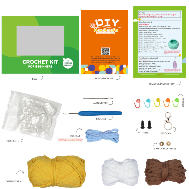 Giraffe animal crochet kit for beginners full set