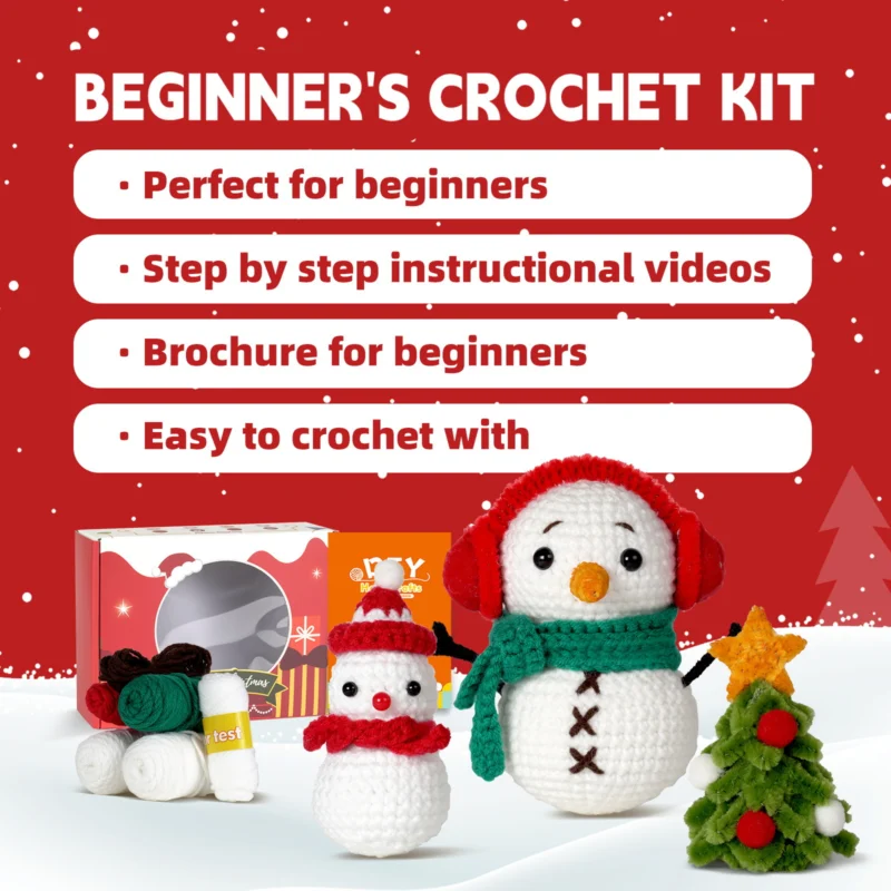 Snowman combo crochet kit for beginners full set