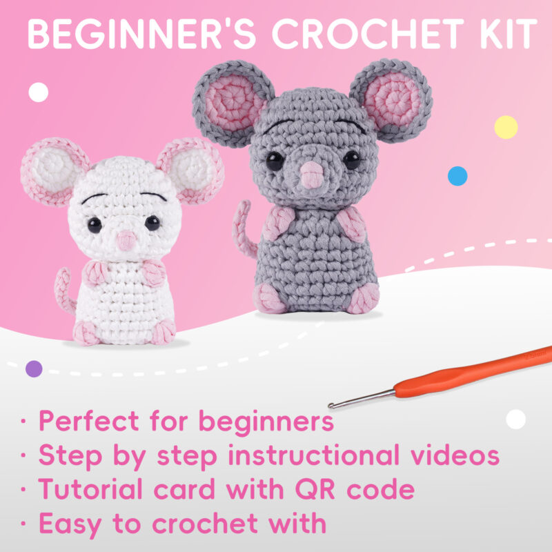 Mouse crochet kit as small handmade gift