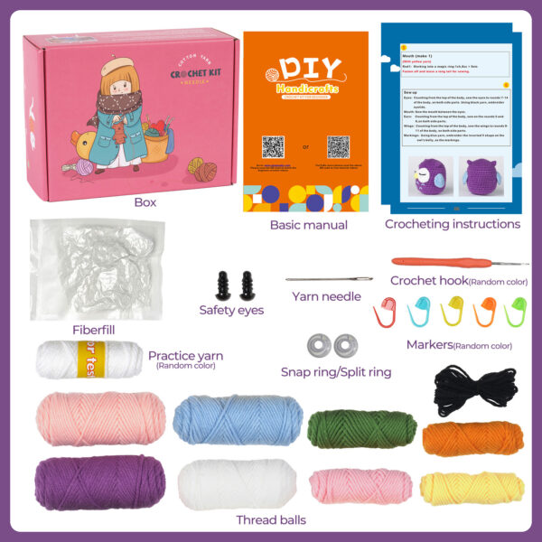 Bunny and owl combo crochet kit for beginners full set