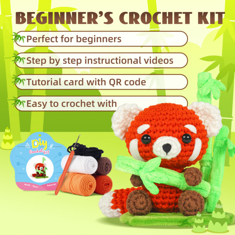 Red panda crochet kit as wildlife lover gift